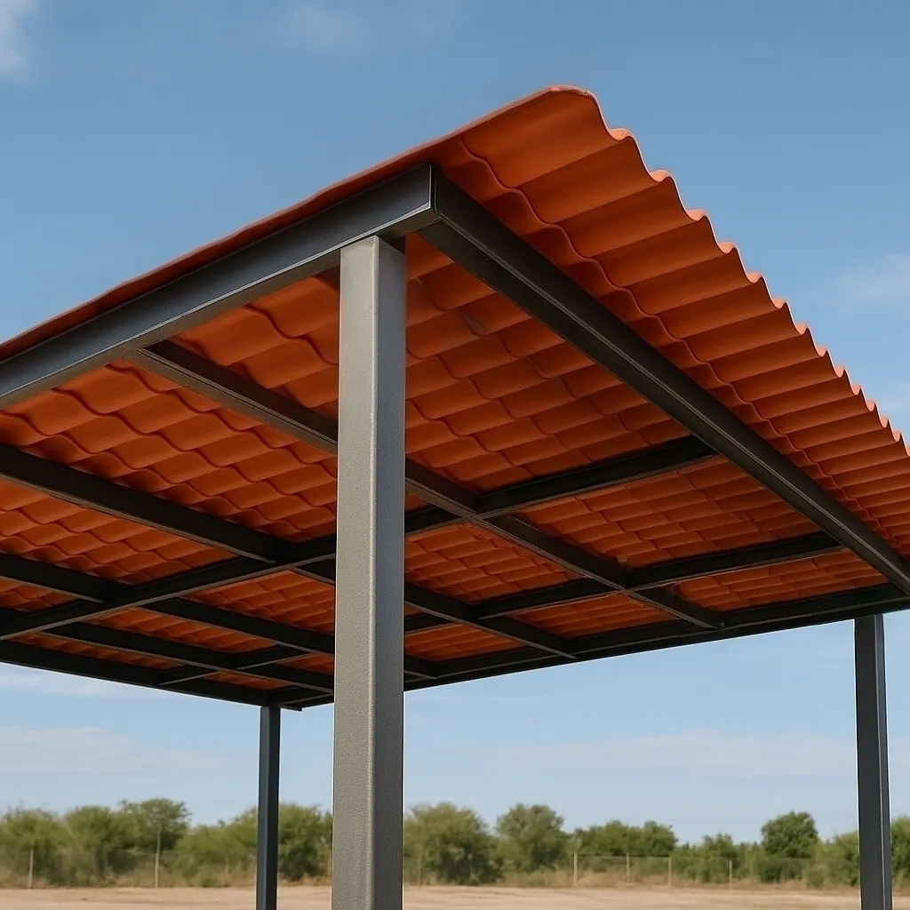 Estructura de correas lista para colocar teja PVC